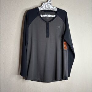 MNT OPS stretch henley charcoal/black size Extra large NWT